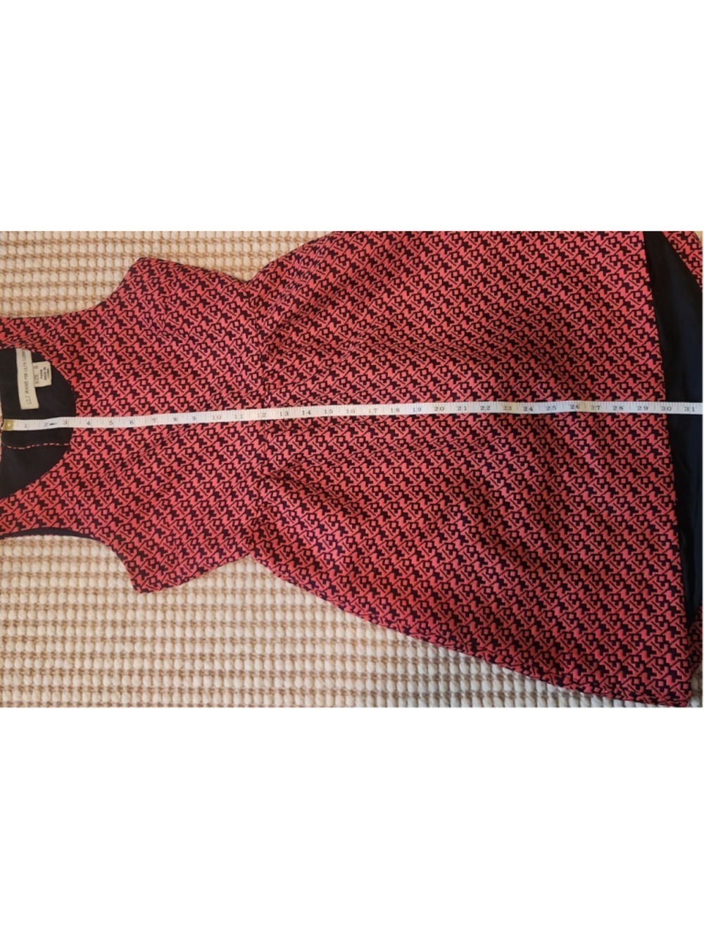 Lili Wang for Lili's Closet Red Navy Designer Geometric Aline Petite Dress Sz 0 - Picture 8 of 9
